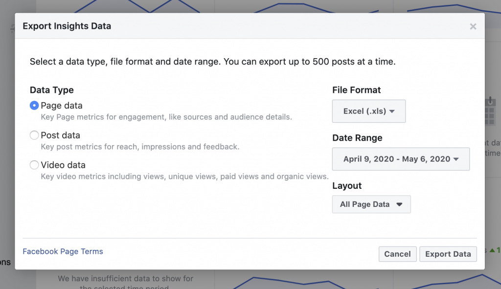 Export Facebook Page Data