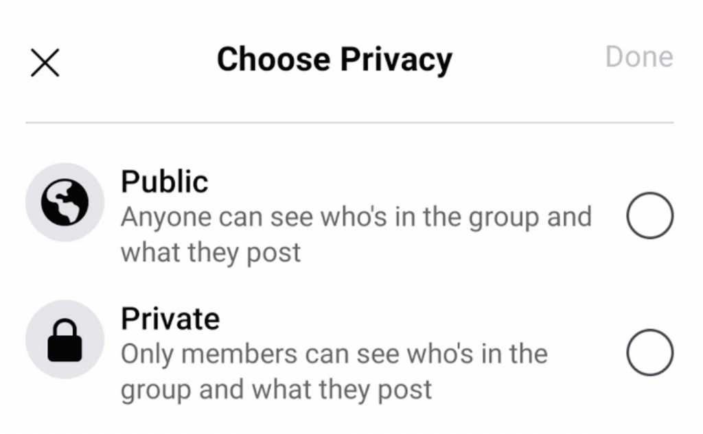 Facebook Group Privacy Settings