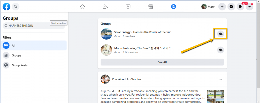 How to join a Facebook group as a page