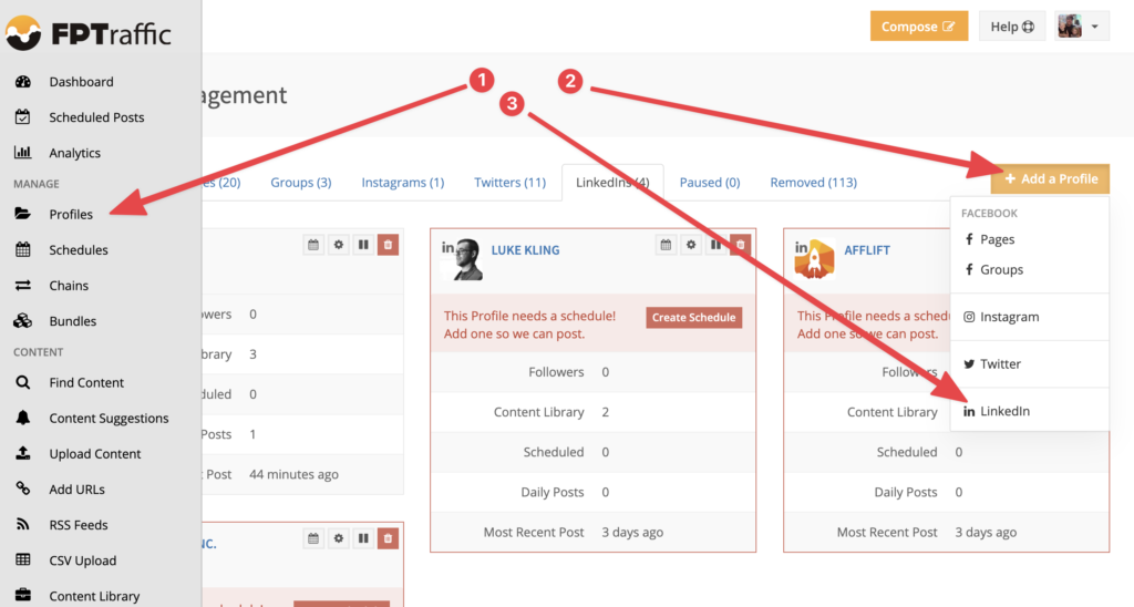 Connect LinkedIn to FPTraffic